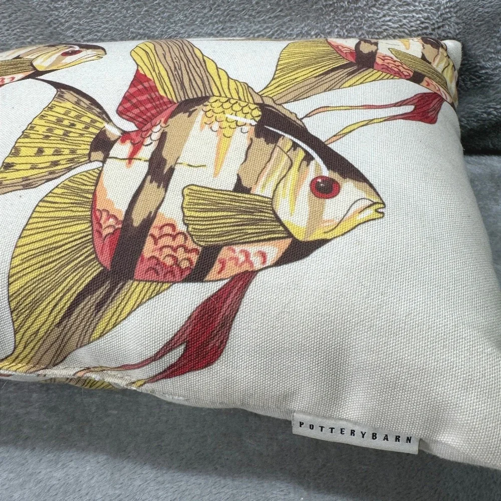 Pottery Barn Tropical Angel Fish Decorative Throw Pillow Nautical Coastal‎ Beach